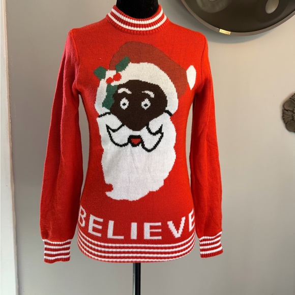 Tipsy Elves Red Believe Santa Sweater - Picture 1 of 6
